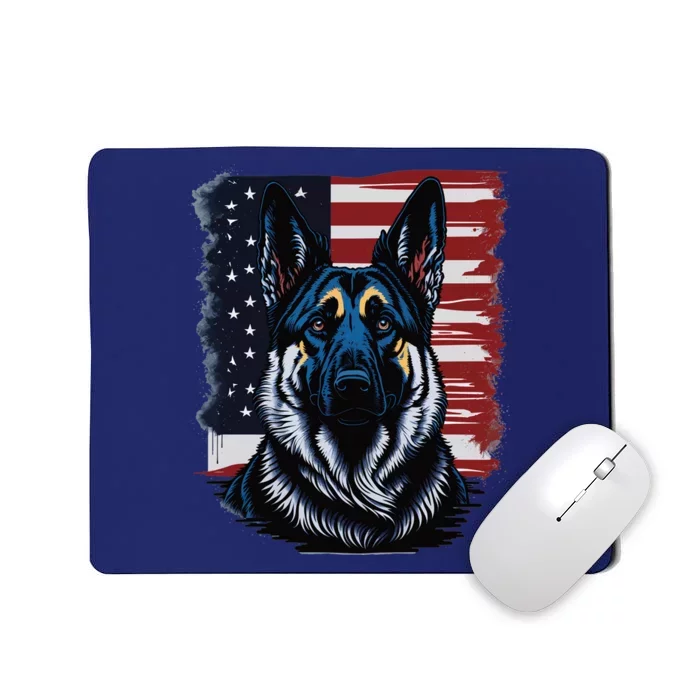 German Shepherd American Flag Usa Patriotic Dog Gift Mousepad