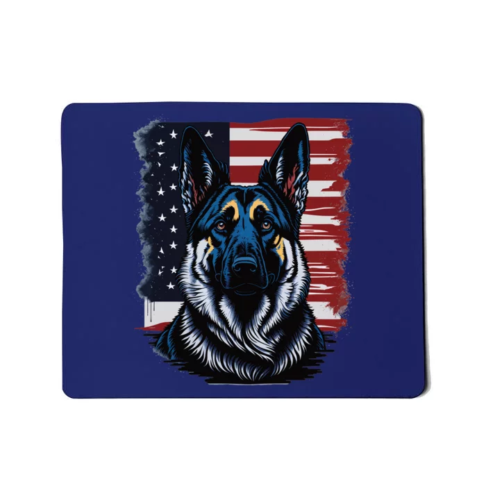 German Shepherd American Flag Usa Patriotic Dog Gift Mousepad