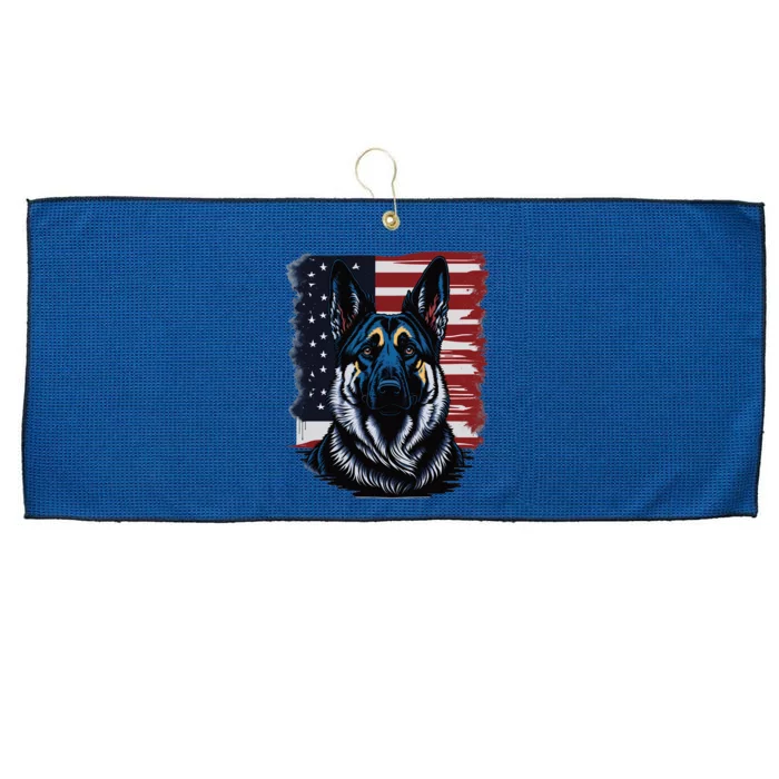 German Shepherd American Flag Usa Patriotic Dog Gift Large Microfiber Waffle Golf Towel