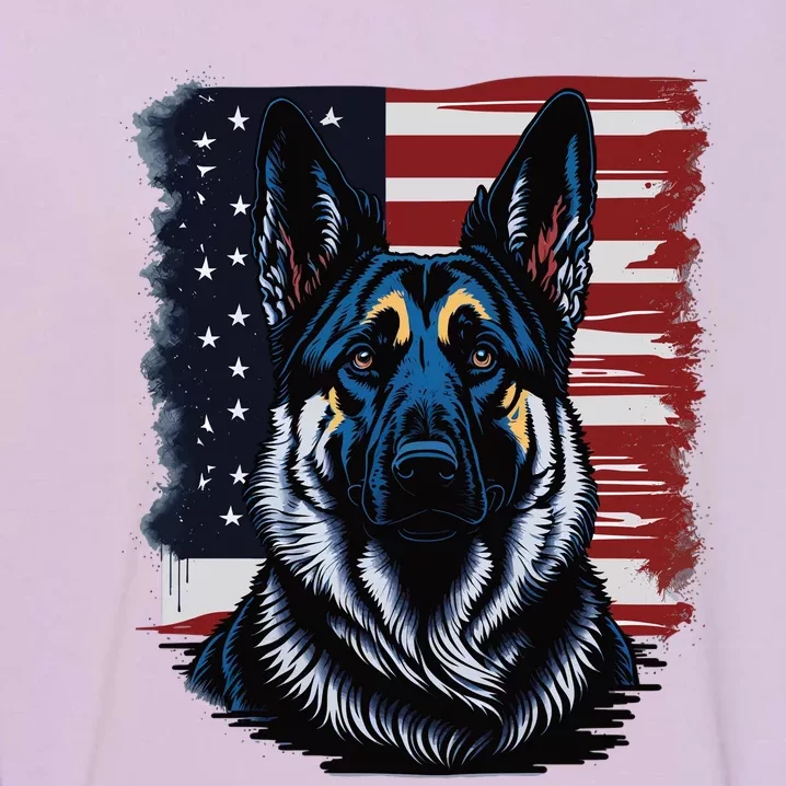 German Shepherd American Flag Usa Patriotic Dog Gift Garment-Dyed Sweatshirt