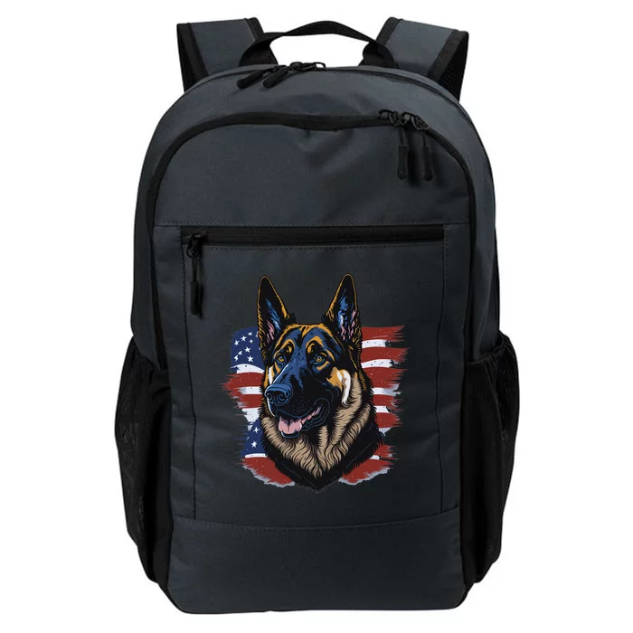 German Shepherd American Flag Dog Daily Commute Backpack