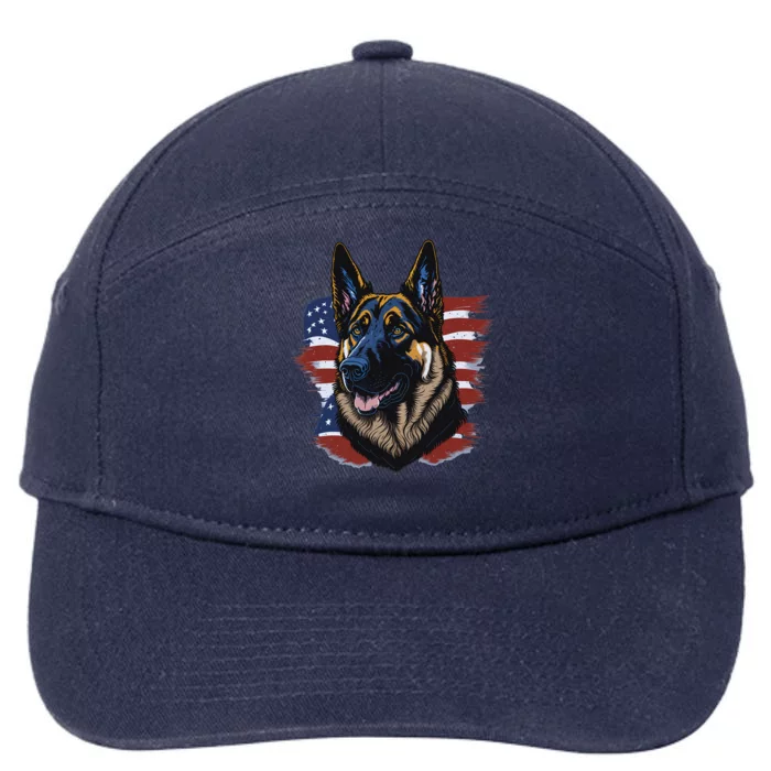 German Shepherd American Flag Dog 7-Panel Snapback Hat