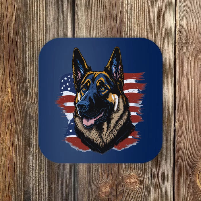 German Shepherd American Flag Dog Coaster