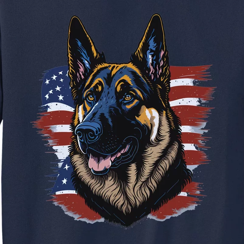 German Shepherd American Flag Dog Tall Sweatshirt