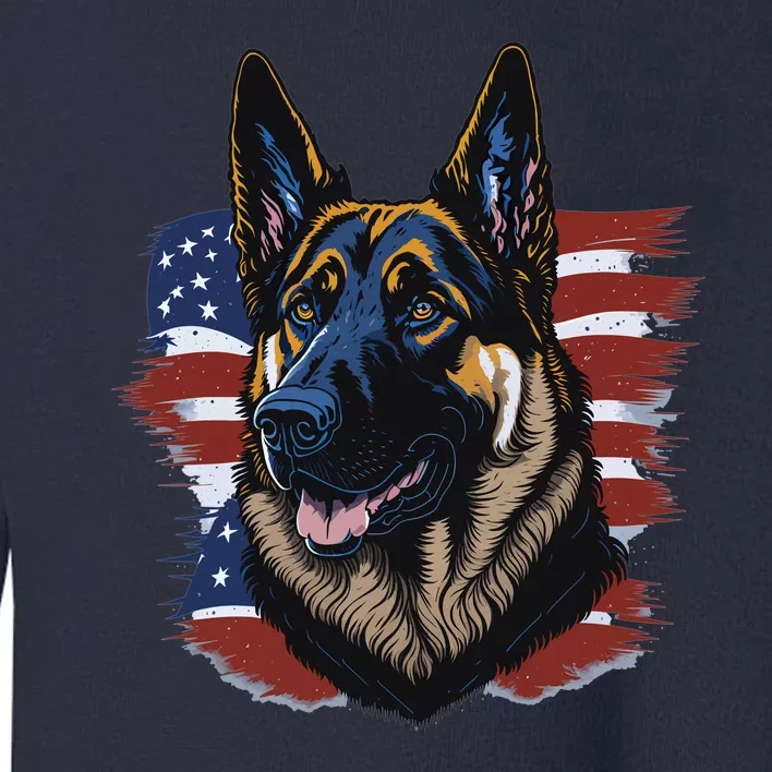 German Shepherd American Flag Dog Toddler Sweatshirt