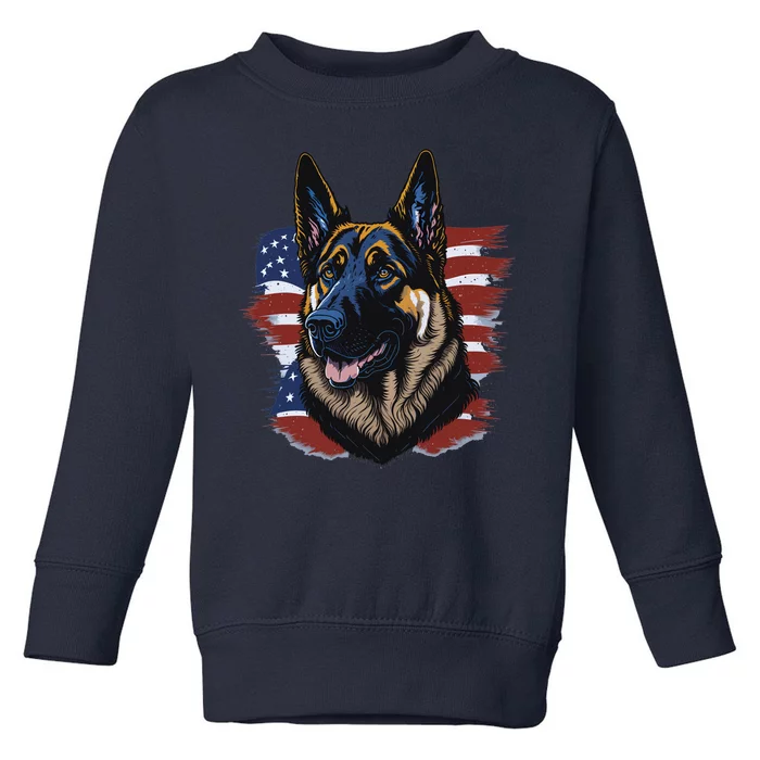 German Shepherd American Flag Dog Toddler Sweatshirt