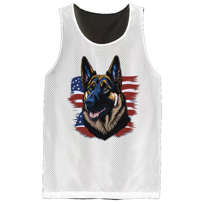 German Shepherd American Flag Dog Mesh Reversible Basketball Jersey Tank