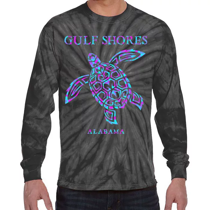 Gulf Shores Alabama Retro Sea Turtle Girls Tie-Dye Long Sleeve Shirt