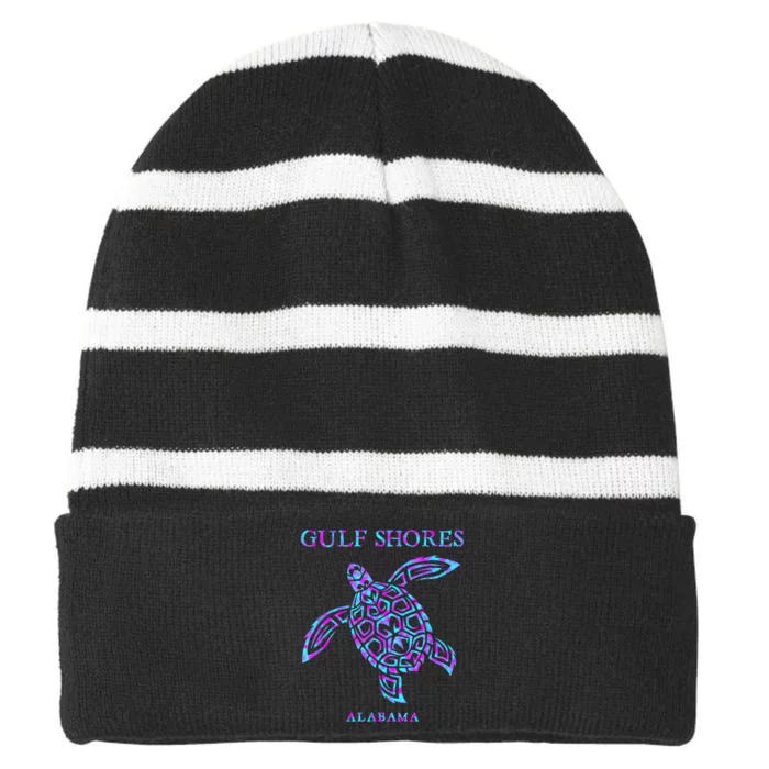 Gulf Shores Alabama Sea Turtle Boy Girl Striped Beanie with Solid Band