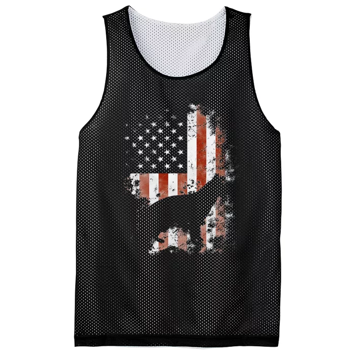 German Shepherd American Flag USA Patriotic Dog Gift Mesh Reversible Basketball Jersey Tank