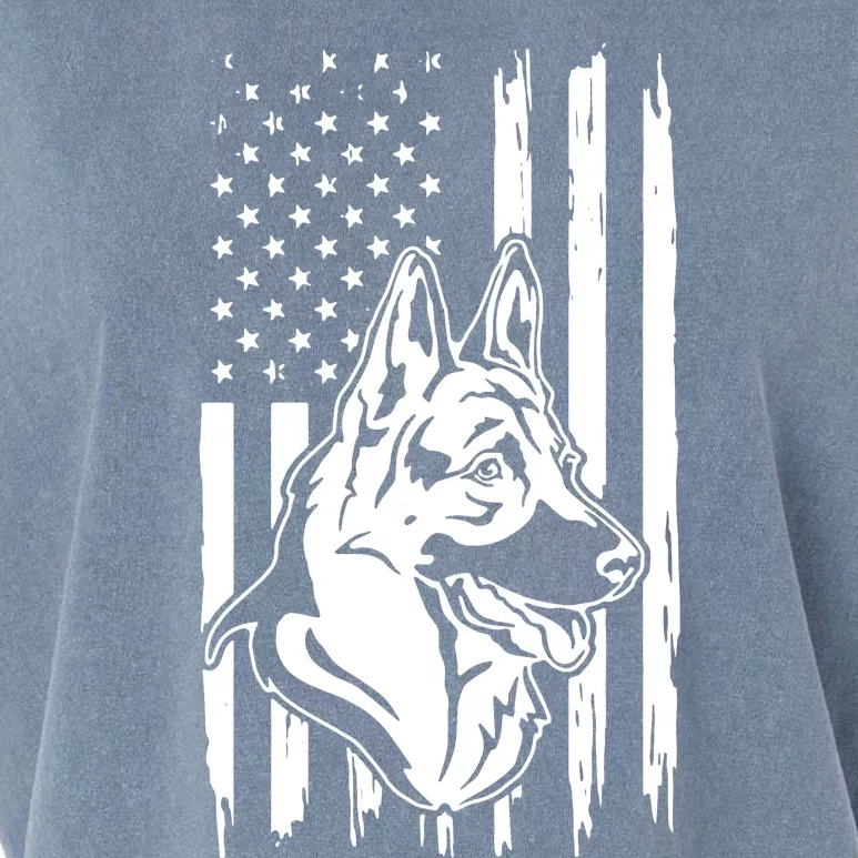 German Shepherd American Flag Pets Animals K9s Service Dogs Garment-Dyed Women's Muscle Tee