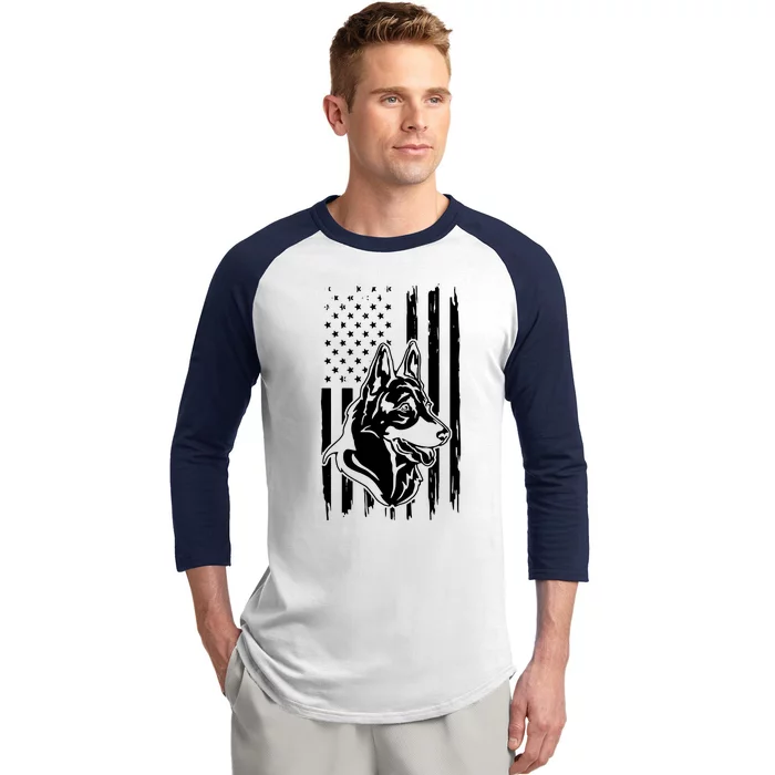 German Shepherd American Flag Pets Animals K9s Service Dogs Baseball Sleeve Shirt