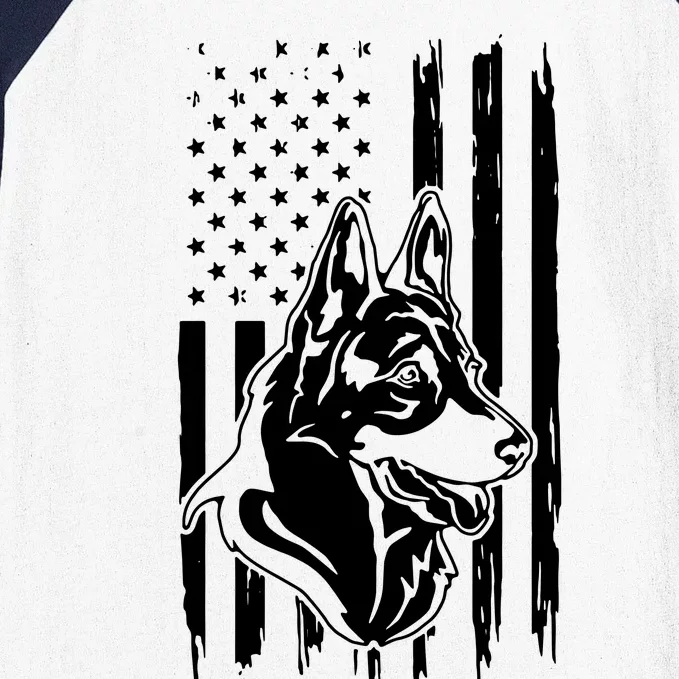 German Shepherd American Flag Pets Animals K9s Service Dogs Baseball Sleeve Shirt