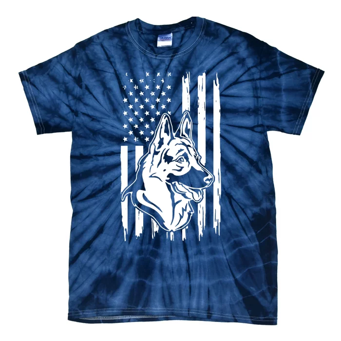 German Shepherd American Flag Pets Animals K9s Service Dogs Tie-Dye T-Shirt