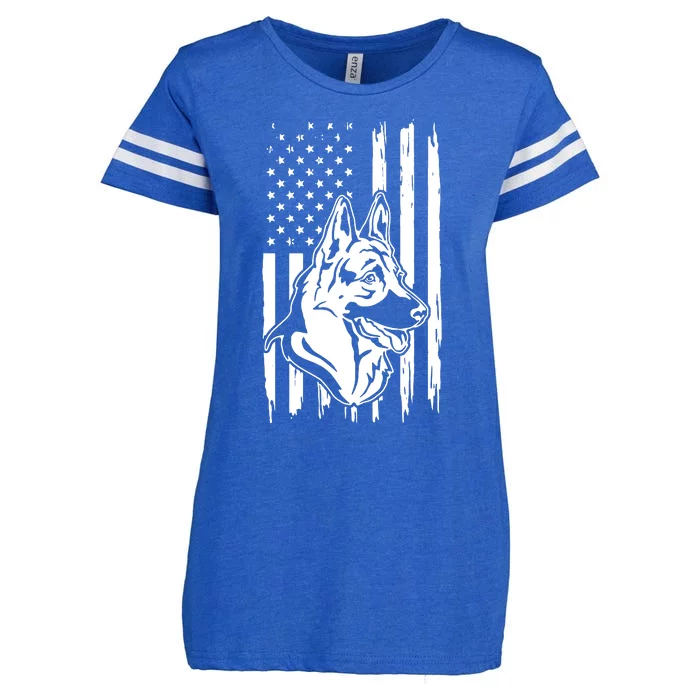 German Shepherd American Flag Pets Animals K9s Service Dogs Enza Ladies Jersey Football T-Shirt