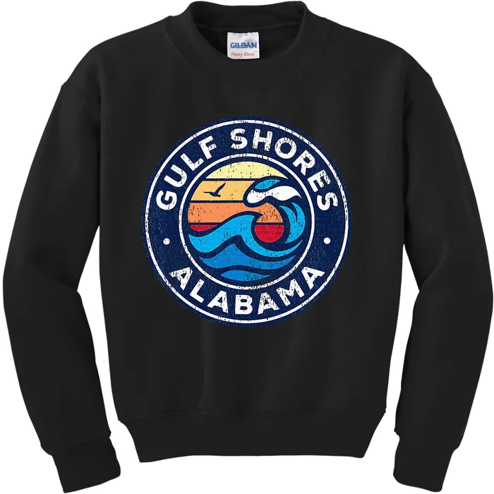 Gulf Shores Alabama Al Vintage Nautical Waves Kids Sweatshirt