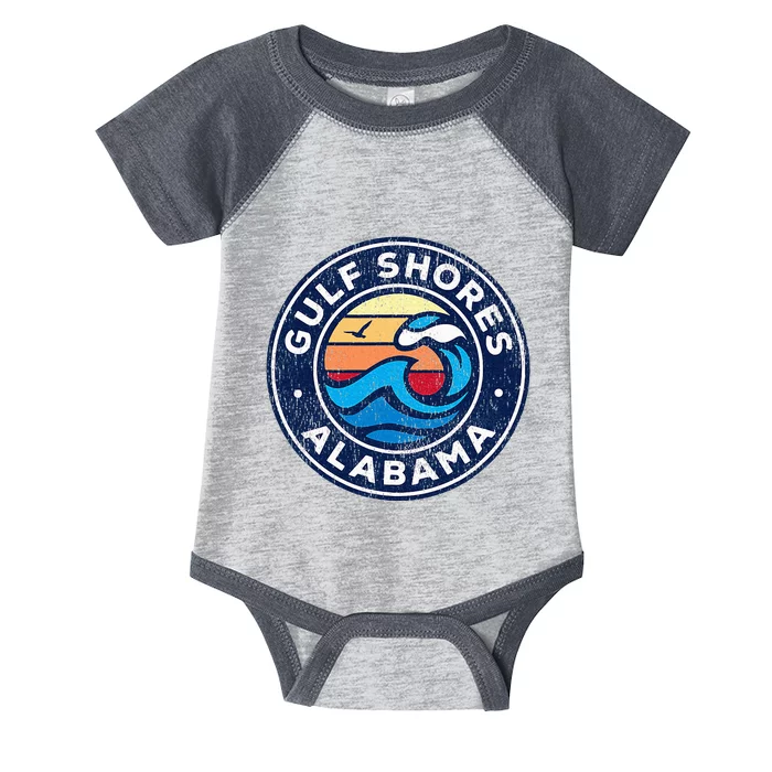 Gulf Shores Alabama Al Vintage Nautical Waves Infant Baby Jersey Bodysuit