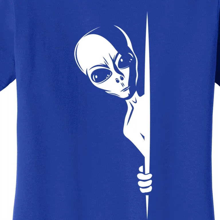 Graphic Staring Alien Ufo Science Fiction Funny Scary Gift Women's T-Shirt