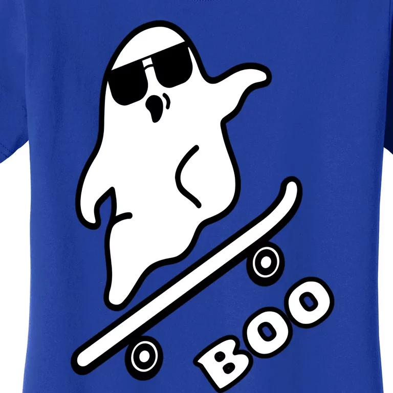 Ghost Skateboarding Boo Scary Halloween Tricks Or Treats Gift Women's T-Shirt