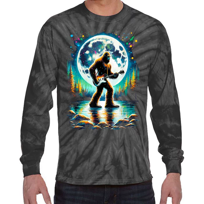 Guitar Sasquatch Bigfoot Rock Music Band Funny Sasquatch Tie-Dye Long Sleeve Shirt