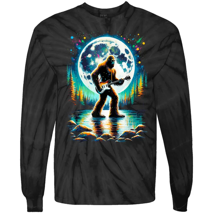 Guitar Sasquatch Bigfoot Rock Music Band Funny Sasquatch Tie-Dye Long Sleeve Shirt