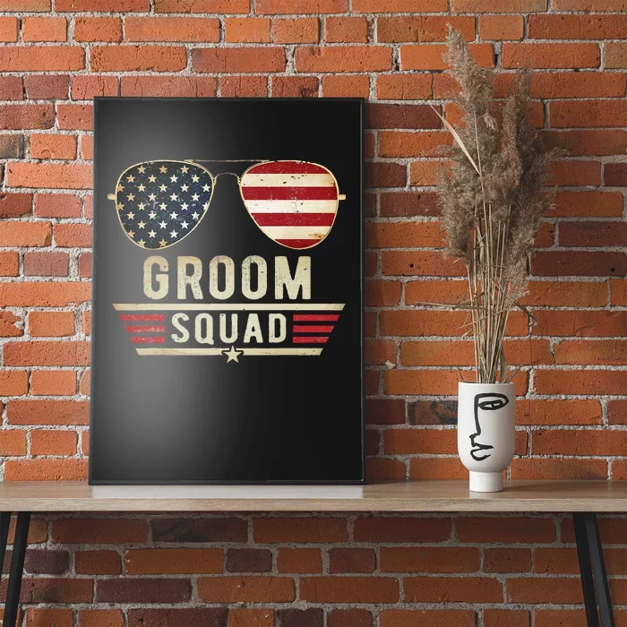 Groom Squad Bachelor Party Groomsmen Wedding USA Sunglasses Poster