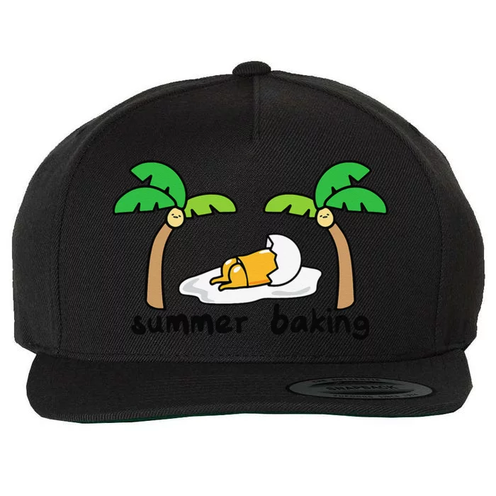 Gudetama Summer Baking Sunbathing Tanning Palm Trees Wool Snapback Cap