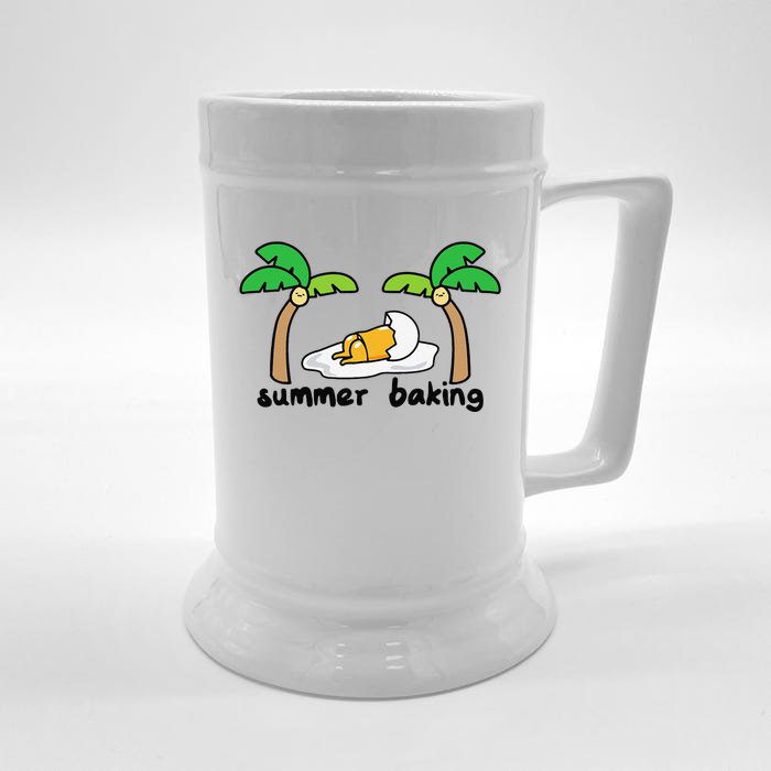 Gudetama Summer Baking Sunbathing Tanning Palm Trees Front & Back Beer Stein