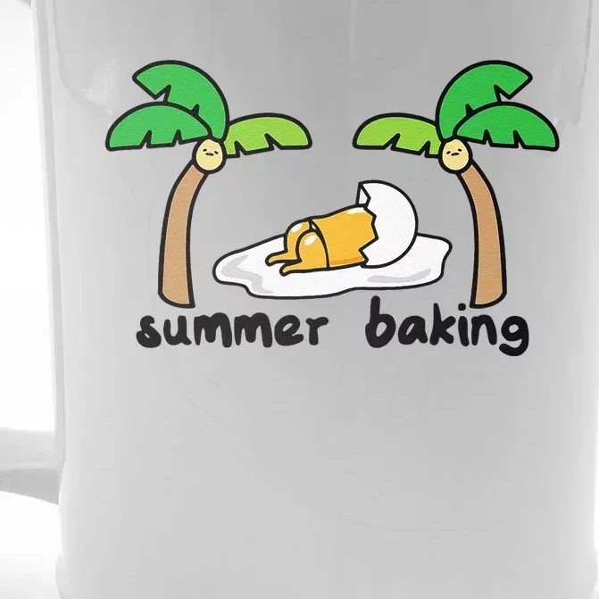 Gudetama Summer Baking Sunbathing Tanning Palm Trees Front & Back Beer Stein