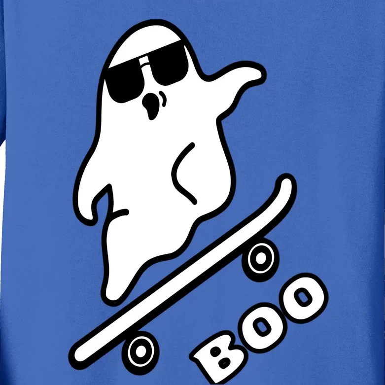 Ghost Skateboarding Boo Scary Halloween Tricks Or Treats Gift Kids Long Sleeve Shirt