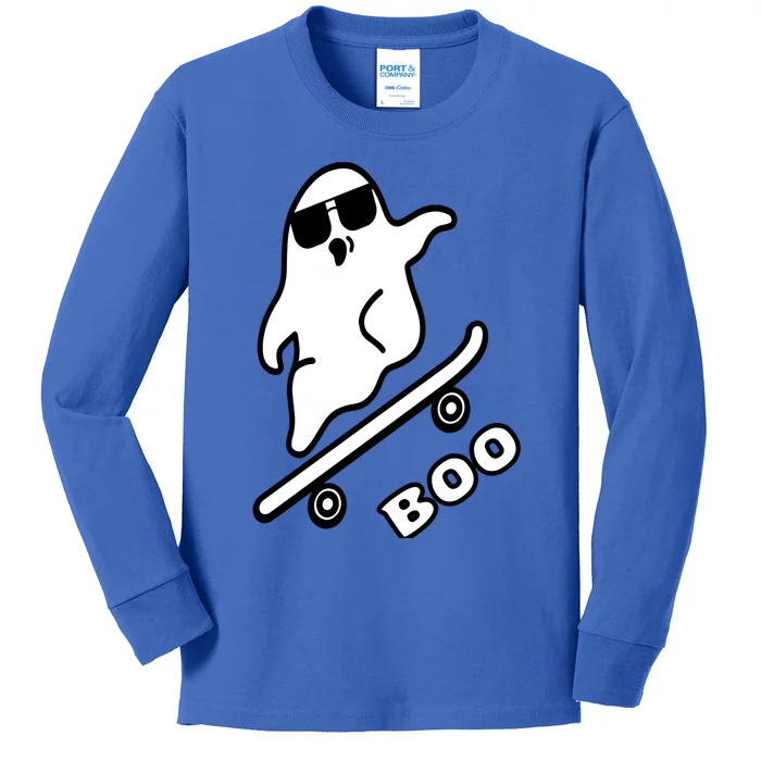 Ghost Skateboarding Boo Scary Halloween Tricks Or Treats Gift Kids Long Sleeve Shirt