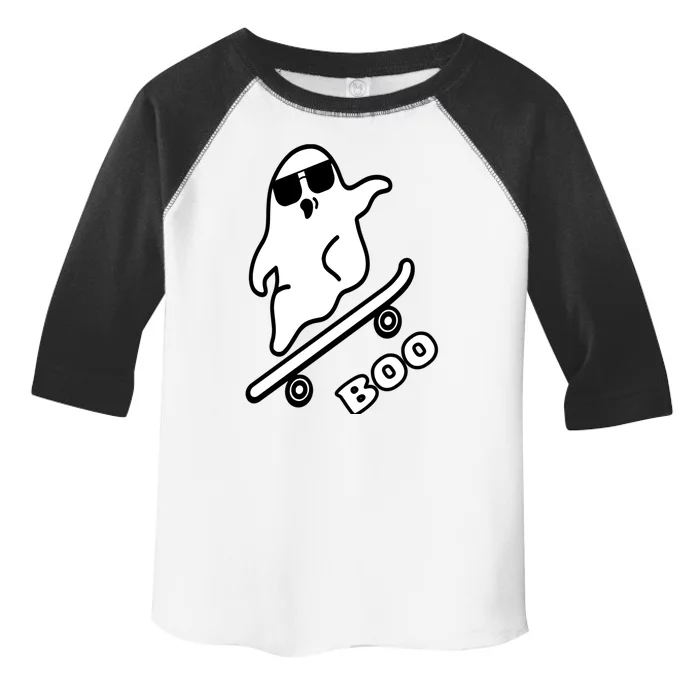 Ghost Skateboarding Boo Scary Halloween Tricks Or Treats Gift Toddler Fine Jersey T-Shirt