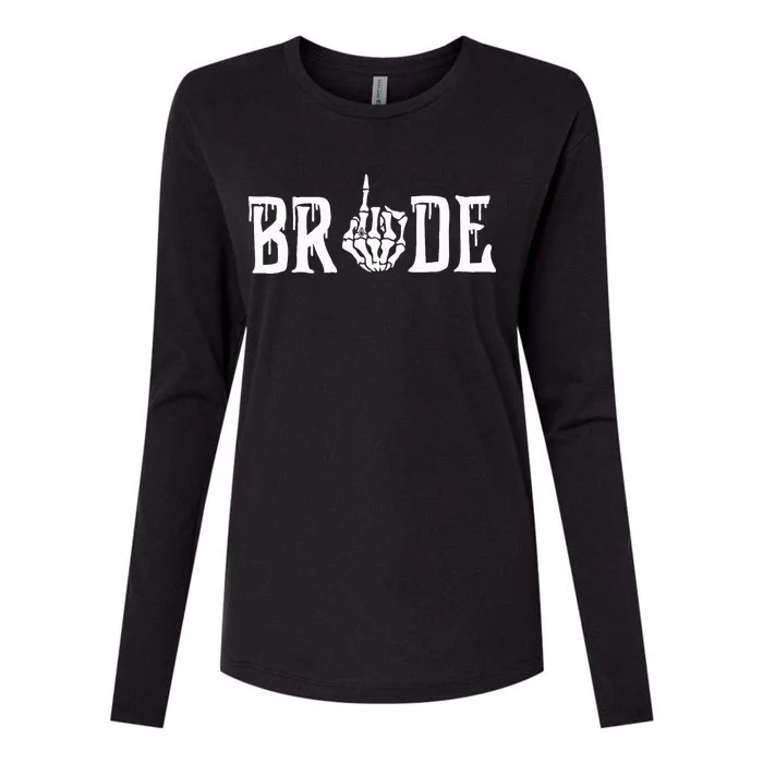 Gothic Skeleton Bride Wedding Just Married Spooky Halloween Womens Cotton Relaxed Long Sleeve T-Shirt