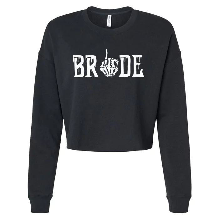 Gothic Skeleton Bride Wedding Just Married Spooky Halloween Cropped Pullover Crew