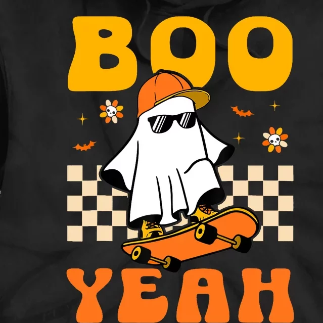 Ghost Skateboard Boo Yeah Groovy Halloween Costumes Boy Tie Dye Hoodie