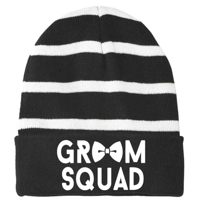 Groom Squad - Bachelor Party Stag Grooms Getaway Wedding Striped Beanie with Solid Band