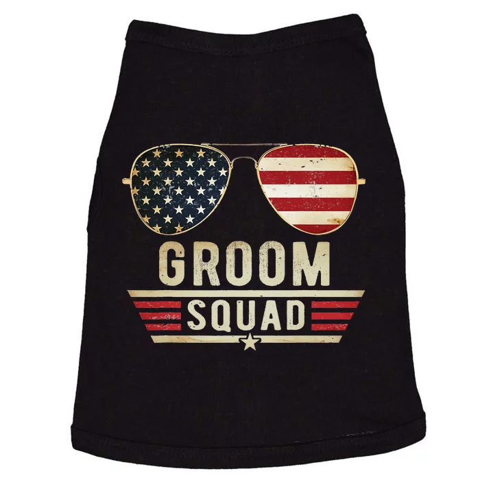 Groom Squad Bachelor Party Grooms Wedding USA Sunglasses Doggie Tank