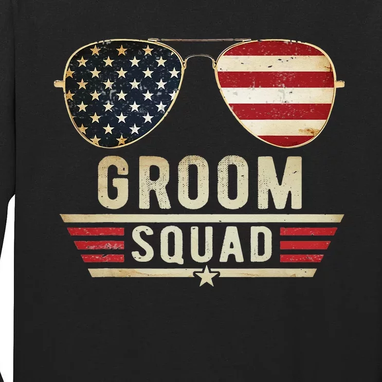 Groom Squad Bachelor Party Grooms Wedding USA Sunglasses Tall Long Sleeve T-Shirt