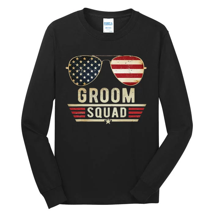 Groom Squad Bachelor Party Grooms Wedding USA Sunglasses Tall Long Sleeve T-Shirt