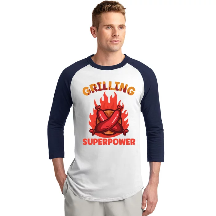 Grilling Superpower Barbecue Meaningful Gift Baseball Sleeve Shirt