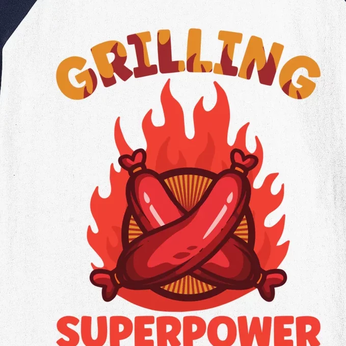 Grilling Superpower Barbecue Meaningful Gift Baseball Sleeve Shirt