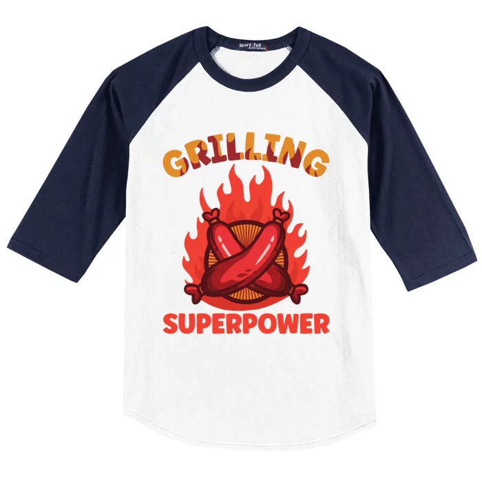 Grilling Superpower Barbecue Meaningful Gift Baseball Sleeve Shirt