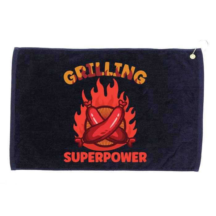 Grilling Superpower Barbecue Meaningful Gift Grommeted Golf Towel