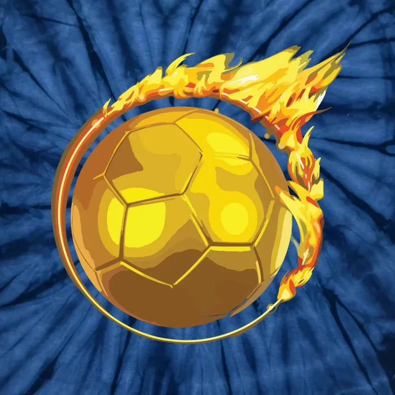 Gold Soccer Ball Flames Flaming Flying Soccer Ball On Fire Tie-Dye T-Shirt