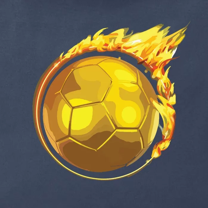 Gold Soccer Ball Flames Flaming Flying Soccer Ball On Fire Zip Tote Bag