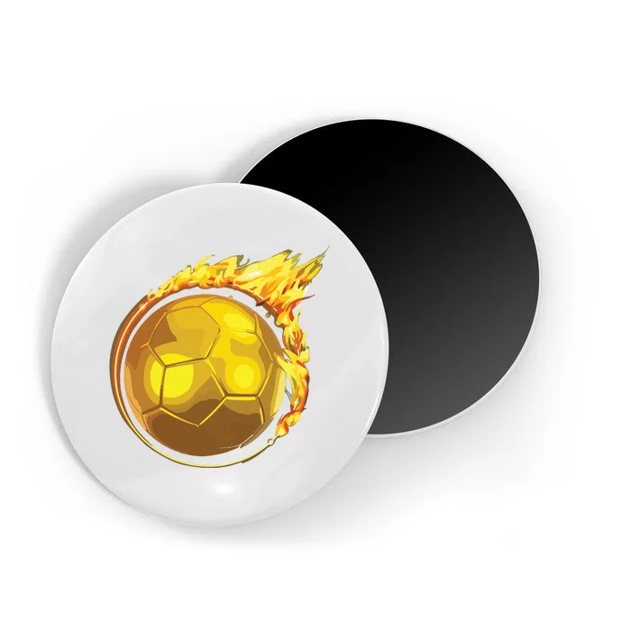 Gold Soccer Ball Flames Flaming Flying Soccer Ball On Fire Magnet