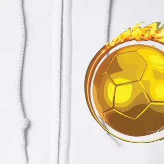 Gold Soccer Ball Flames Flaming Flying Soccer Ball On Fire Full Zip Hoodie