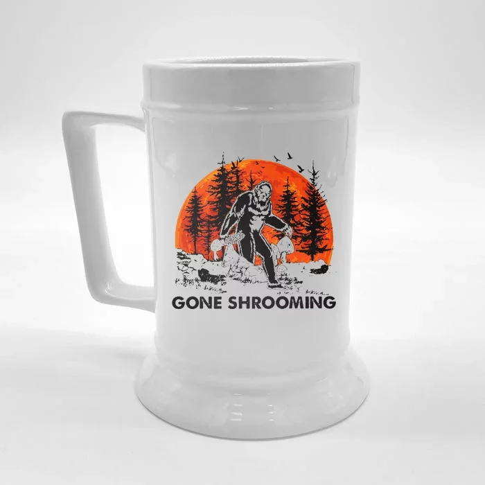 Gone Shrooming Bigfoot Mushroom Halloween Front & Back Beer Stein