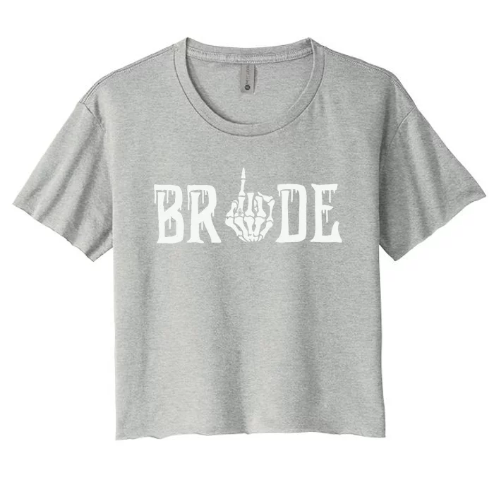 Gothic Skeleton Bride Wedding Just Married Spooky Halloween Women's Crop Top Tee