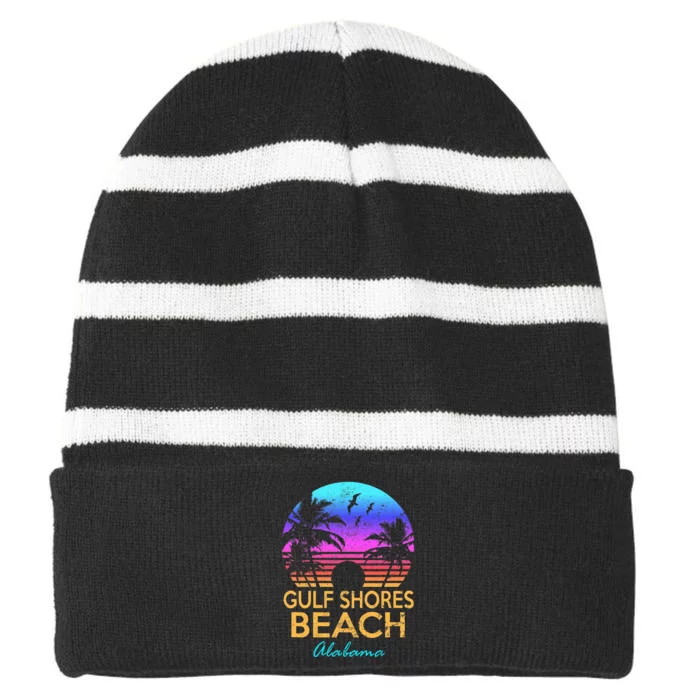 Gulf Shores Beach Alabama Spring Break Vacation Trip Graphic Striped Beanie with Solid Band